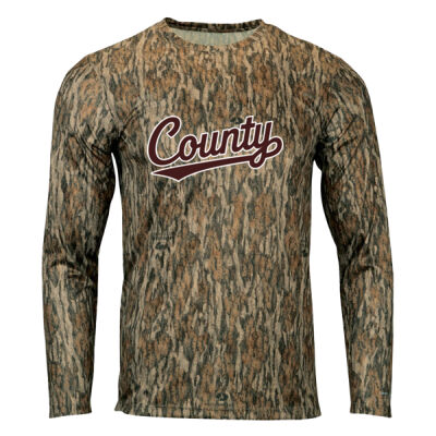 Maroon and White - Men's Oxford Performance Camo Print Long Sleeve T-Shirt Thumbnail