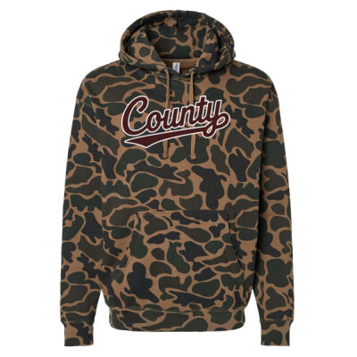 Maroon and White - Heavyweight Hooded Sweatshirt Thumbnail
