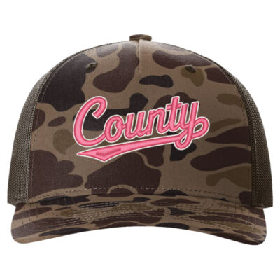 EMB County Pink - Printed Five-Panel Trucker Cap Thumbnail